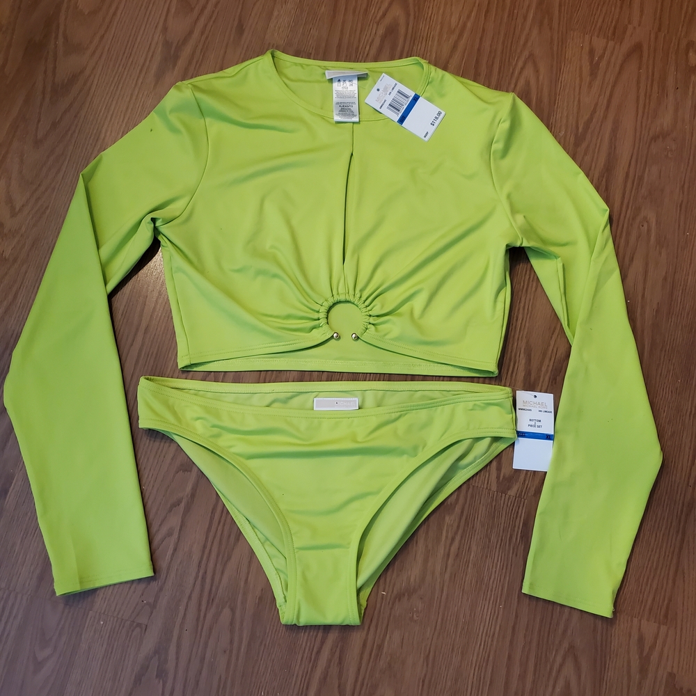 NWT Michael Kors Lime Green Bikini Set